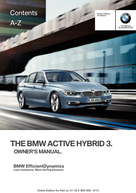 2015 BMW 3 Series Active Hybrid Owners Manual